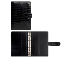 A6 Crocodile Grain Pu Leather Refillable Notebook With Zipper Pocket Cash Budget Planner, Black Cover Only