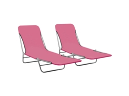 Sunlounger, Sunloungers Vidaxl Cor-de-rosa Tecido (n/a)
