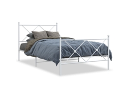 Bed Frame, Bed Frames Vidaxl Branco Aço (107 X 203 Cm)