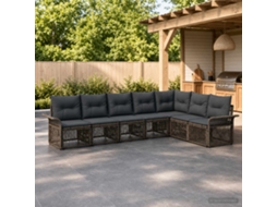 Vidaxl Conjunto De Sofá De Jardim 7 Pcs Cinzento Vime Pe