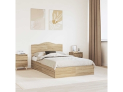 Vidaxl Cama Com Armazenamento Com Gaveta Carvalho Sonoma 135 X 190 Cm