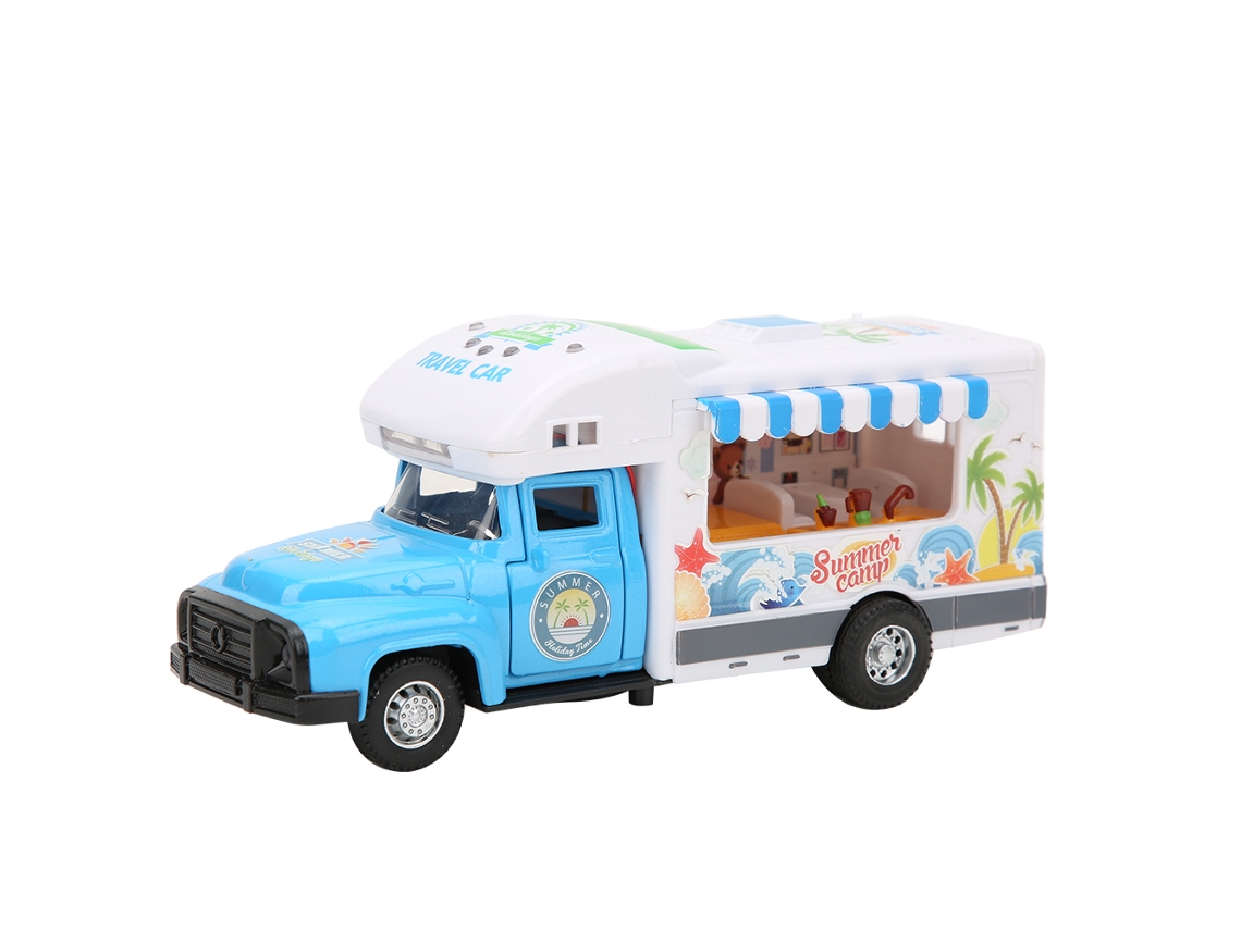 Primerox carro de Brinquedo Retrocesso 1:28 com Luz e Música Carro de Viagem Azul para Crianças