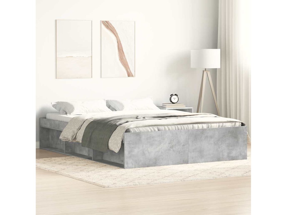 Estrutura De Cama 140x190 Cm Cinza Cimento