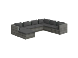 Maison Exclusive - 7 Pcs Conjunto Lounge De Jardim C/ Almofadões Vime Pe Cinzento