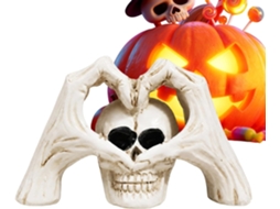 Decorações de Halloween: Caveira, Esqueleto, Cabeça, Mão, Coração, Estatueta Gótica |
