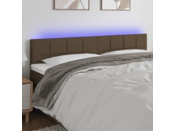 Vidaxl Cabeceira Cama Luzes Led Tecido 200x5x78/88cm Cinza-acastanhado