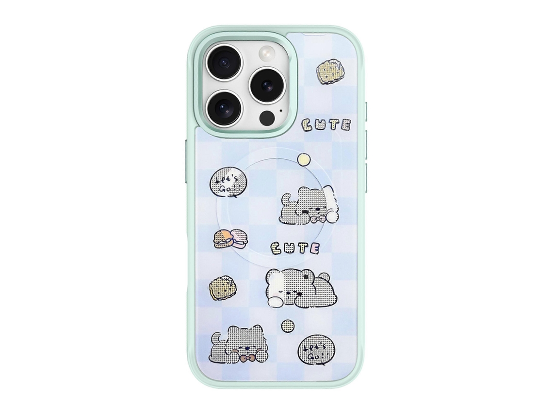 Tkdaddy Para Iphone 16 Pro Capa Magnética Tpu Pc Telefone Capa Com Biscoito Destacável Urso Azul Placa Traseira Verde