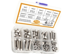 Kit De 216 Parafusos Sextavados De Aço Inoxidável, Incluindo Parafusos De Cabeça Redonda, Parafusos Sextavados E Porcas