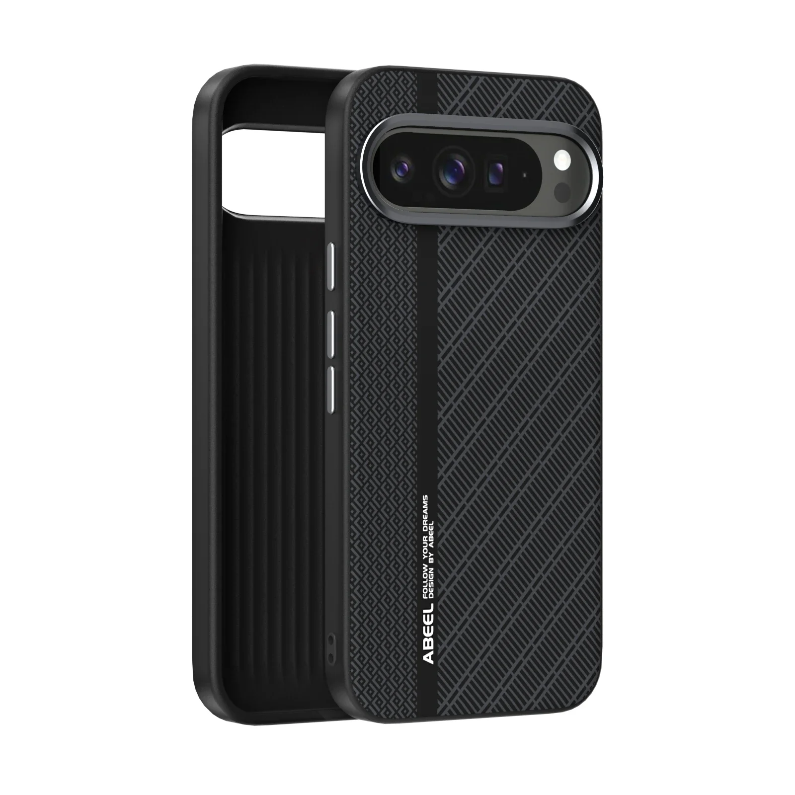 (preto, Google Pixel 10) Capa Protetora Elegante Com Textura De Fibra De Carbono E Carregamento Sem Fio Magnético.