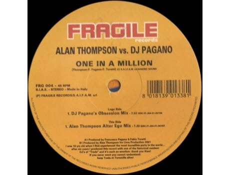 Vinil One In A Million Fragile Records
