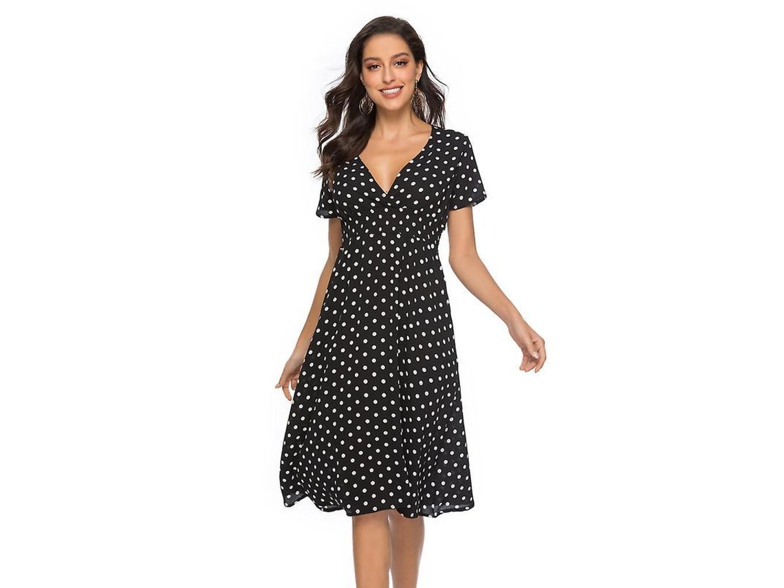 2026 vestido Midi de Chiffon Boho Con Estampado Floral Cuello V Corto Manga para Verano Playa