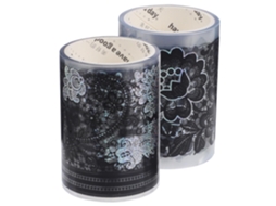 Fita Decorativa Autoadesiva Com Estampa De Renda E Folha Prateada Para Artesanato, 2 Rolos, Pet, Para Scrapbooking,