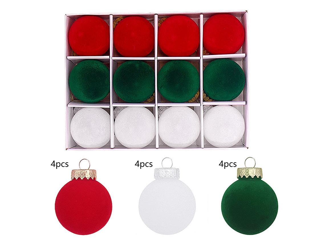 Bolas De Natal Com Pêlo (pacote Com 12, Plush Pet) Eoocoo