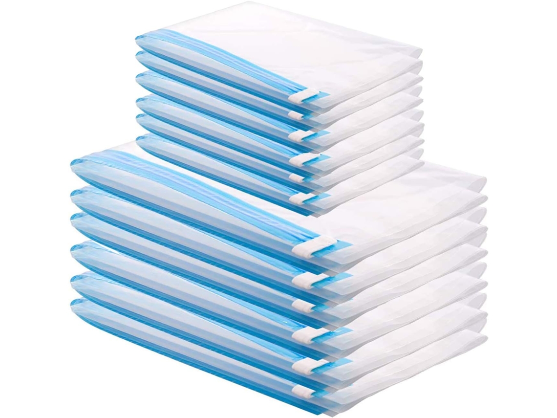 12 Sacos De Armazenamento A Vácuo 6 Sacos 60x40cm E 6 Sacos 50x35cm Slowmoose