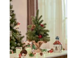Árvore De Natal Artificial De 50 Cm, Com 55 Galhos, 4 Bagas Vermelhas E 4 Pinhas, Base Estável Em Pe E Cimento, Ø28 X 50 Cm Sini Tech Store