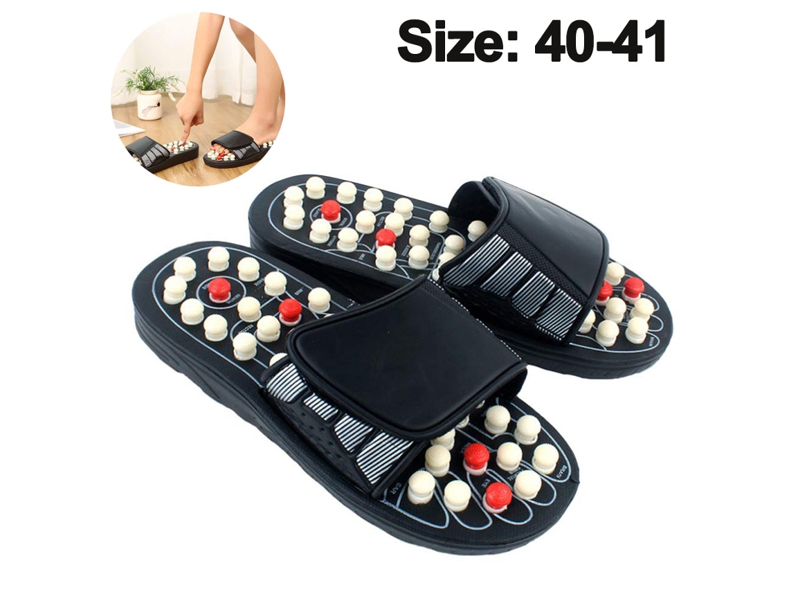 Acupressure Foot Massager Acupoint Stimulation Massage Chinelos Sapatos Reflexologia Sandálias Alívio Do Stress a Circulação-Branco-40-41 JEDBESETZT