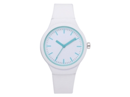 Relógio de Pulso Feminino Simples de Quartzo Pulseira de Silicone Moda Redondo Branco