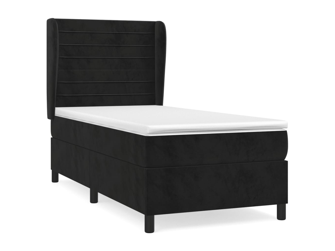 Cama com Molas/colchão 100x200 Cm Veludo Preto MAISON EXCLUSIVE