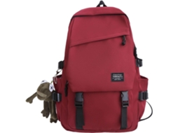 Mochila Laptop Nylon Vermelha Com Chaveiro De Sapo