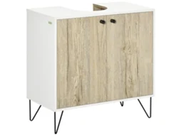 Móvel Lavatório 60x30x60cm Carvalho branco com 2 Portas e Pés de Aço | S/MARCA