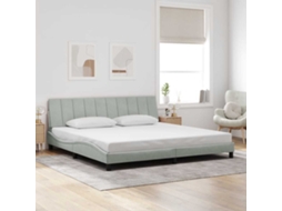Vidaxl Estrutura De Cama Sem Colchão Hanko 200x200 Cm Veludo Cinzento-claro
