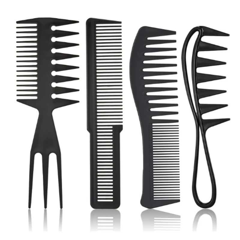 Pente Encaracolador de Dentes Largos, Pente Alisador, Pente Texturizado MDUG (conjunto de 4 Peças)