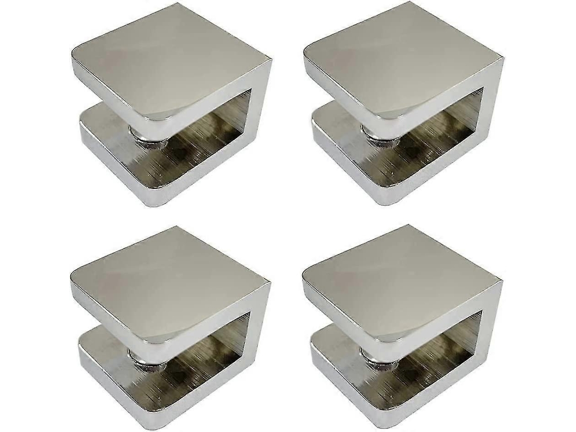 Rebe-pacote De 4 Abraçadeiras De Vidro, Suporte Sem Perfuração Para Prateleiras (8mm-10mm, Latão, Cromado, Instalação Fácil)