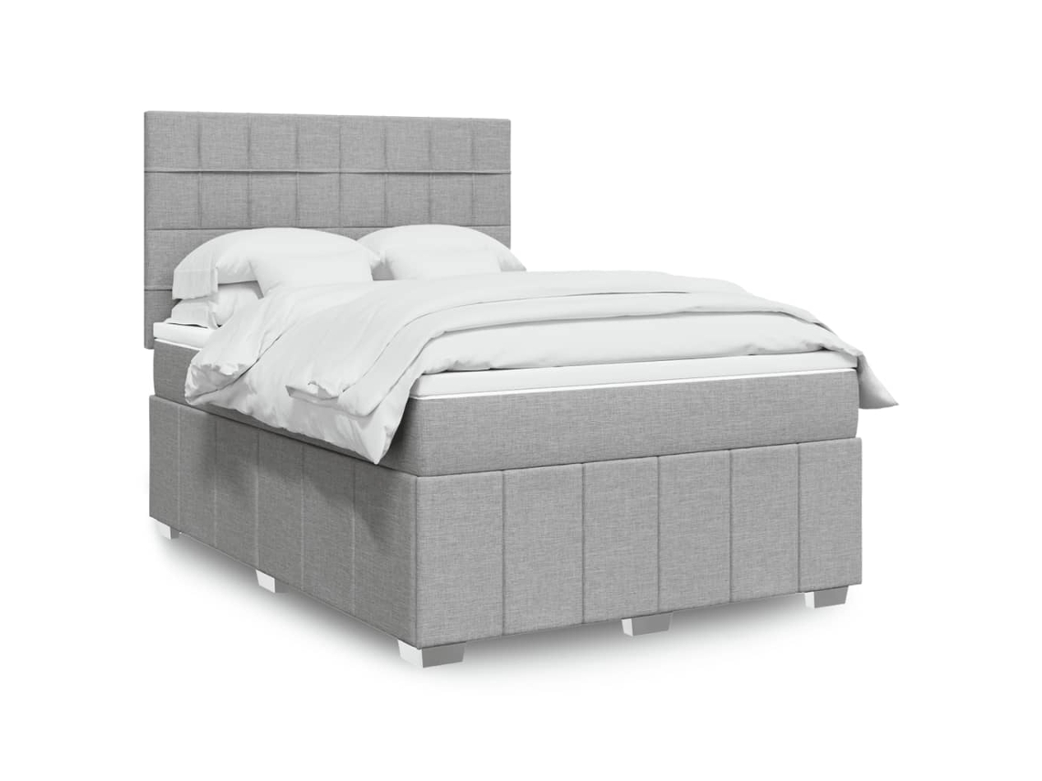 Vidaxl Cama Com Molas/colchão 160x200 Cm Tecido Cinzento-claro