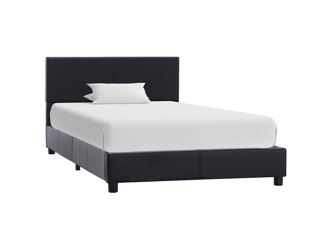 Bed Frame, Bed Frames Vidaxl Preto Couro Artificial (90 X 200 Cm)