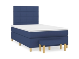Vidaxl Cama Boxspring Com Colchão 120x190 Cm Tecido Azul