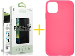 Kit Capa + Película 1X Anti-Spy iPhone 12 Pro Max Accetel Silicone Rosa