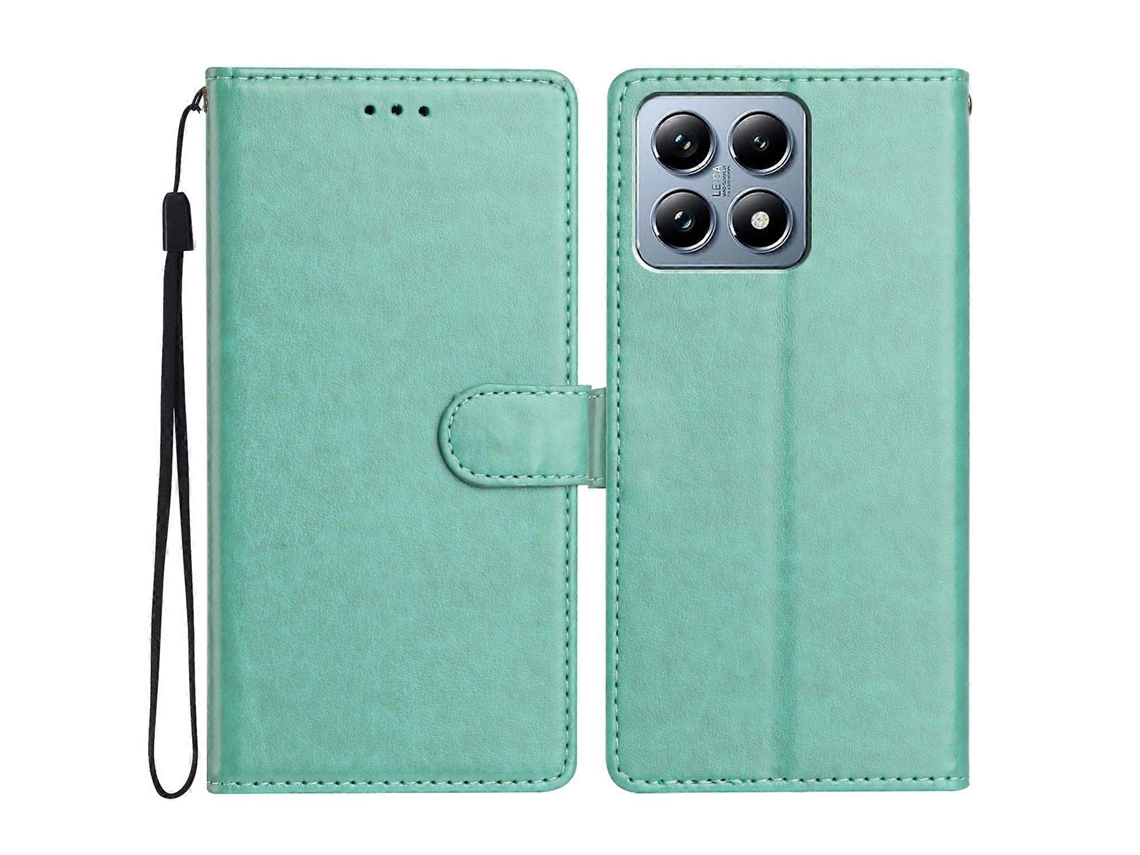 Capa De Couro Tkdaddy Para Xiaomi 15t Pro, Carteira, Suporte, Capa De Celular Com Alça Prática, Verde