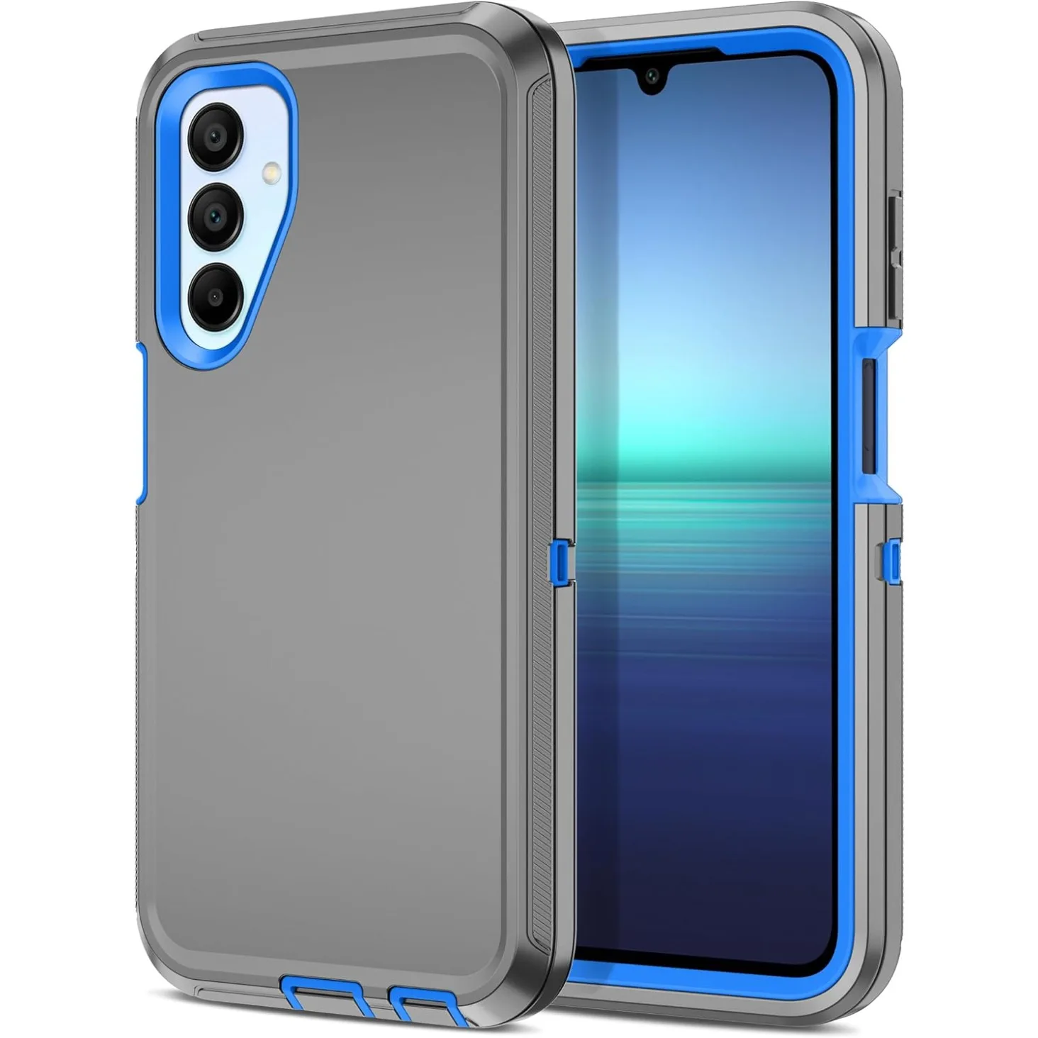 (cinza E Azul, Galaxy S22 5g) Capa Protetora Resistente 3 Em 1, Padrão Militar, À Prova De Quedas E Impactos