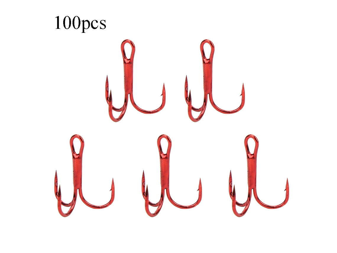 Anzol de Pesca de Aço Carbono Alto Vermelho 8 100pcs
