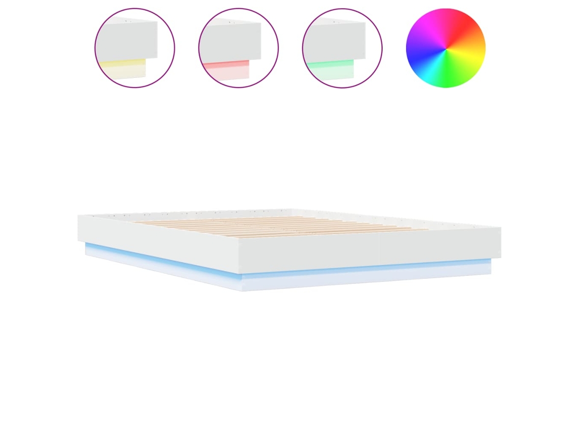 Bed Frame, Bed Frames Vidaxl Branco Madeira Processada (150 X 200 Cm)