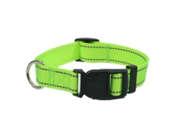 Gola Refletora, Argola Em D Em Metal, Nylon Ajustável, Verde, Tamanho M (circunferência Do Pescoço 35-50).