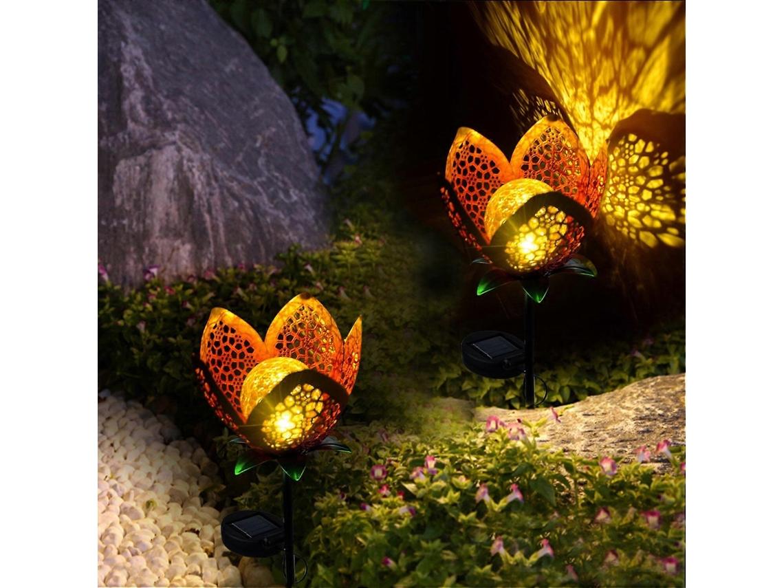 Luzes Solares De Jardim Em Formato De Flor De Metal, Luzes Solares Para Áreas Externas, Luzes Solares Para Passarelas. Olysi Shop