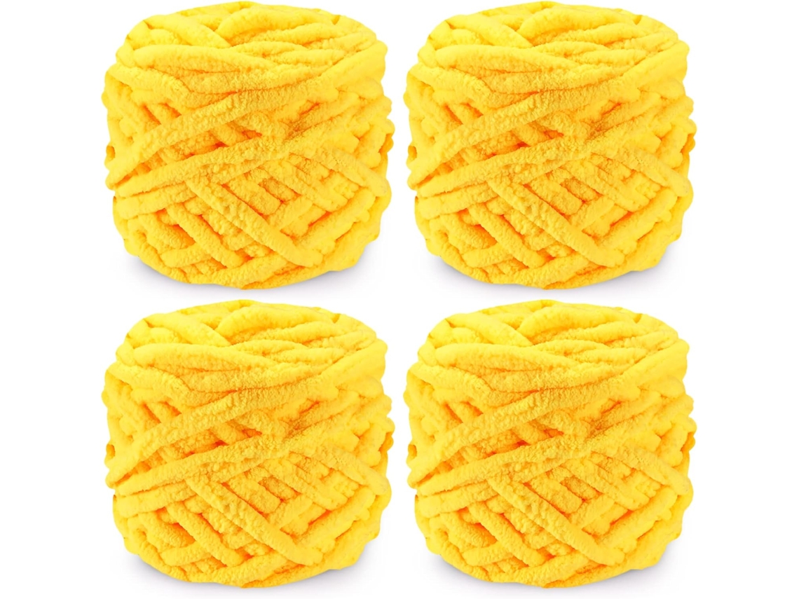 Fio De Tricô 4 X 100g Fio De Tricô Multicolorido Para Crochê, Fio Macio E Grosso, Amarelo Aquaforge