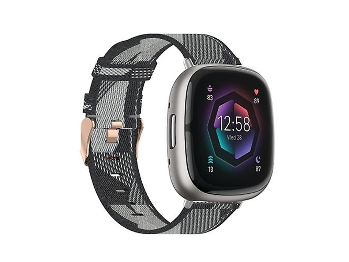 Bracelete para Fitbit Sense Nylon Weave Canvas Watch Band Cinza VENISYMLIS