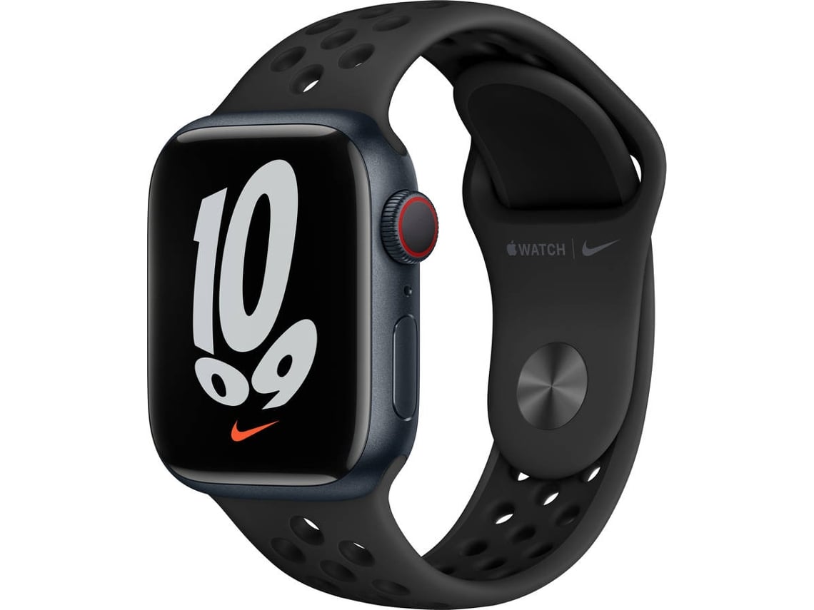 APPLE Watch Nike GPS+Cellular 41 mm Meia-noite com Bracelete Desportiva Nike Antracite/Preto