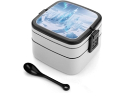 Marmita Bento Polar Ice Field De Camada Dupla Para Adultos Com Colher E Alça, À Prova De Vazamentos, Marmita Empilhável