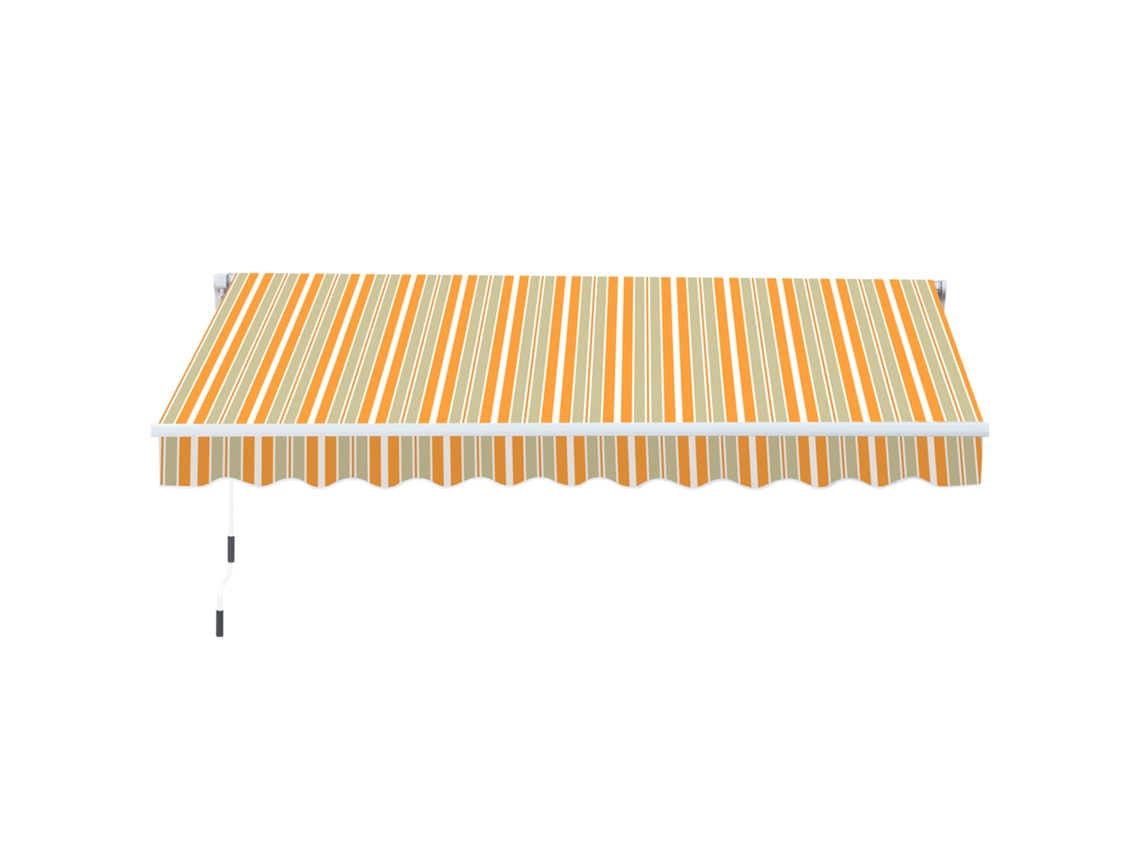 Toldo Retrátil Com Manivela De 300x200cm Com Braço Articulado De Alumínio E 280 G/m² Laranja E Branco