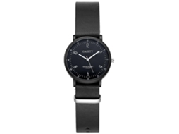 Reloj Hombre Cuadro Redondo Clásico Correa Pu Reloj Analógico De Cuarzo Casual (negro)