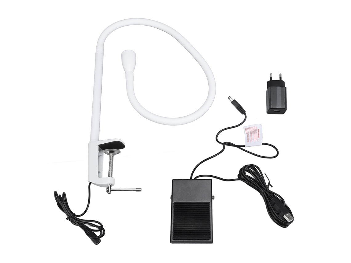 Lâmpada UV 5W com pedal e pescoço de ganso flexível para extensões de cílios e unhas | S/MARCA