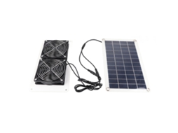 Kit Ventilador Solar Dual 10W 18V Impermeável para galinheiros estufas casas de pets | S/MARCA