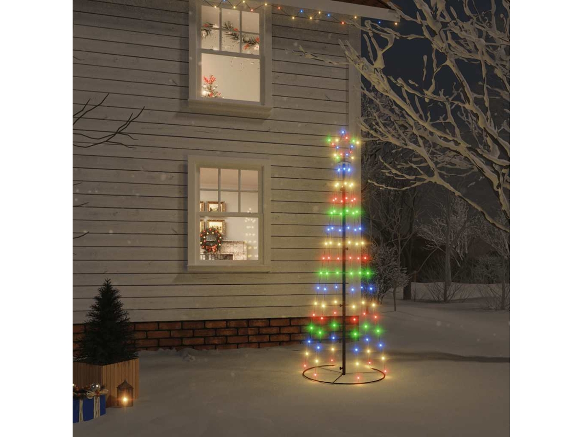 Vidaxl Árvore De Natal Em Cone 108 Luzes Led 70x180 Cm Colorido