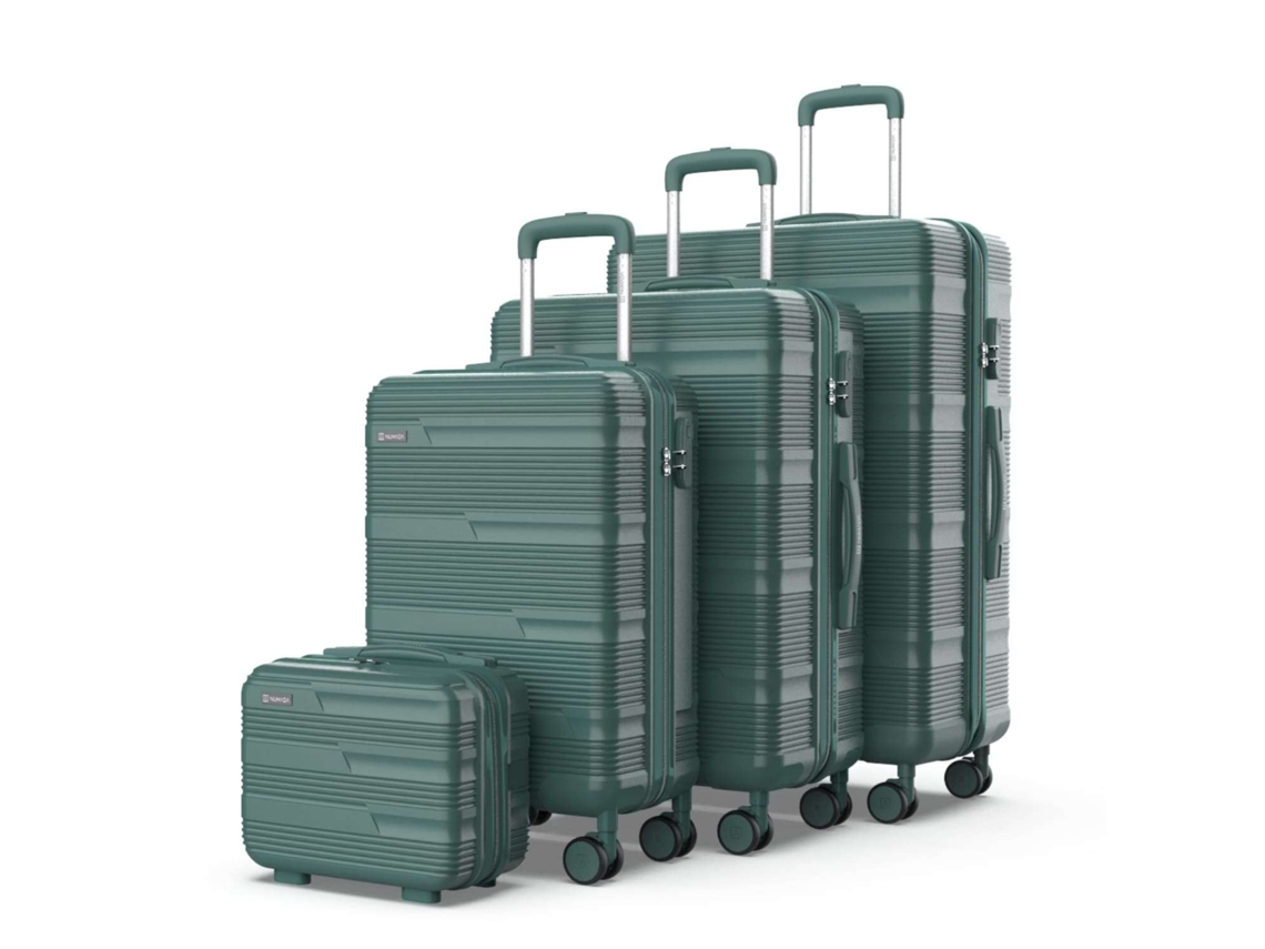 Conjunto de 4 Malas de Viagem NUMADA Upfly T10 Verde ABS (Mala Cabine 55x40x20 cm/Média 60L/Grande 78L/Necessaire)