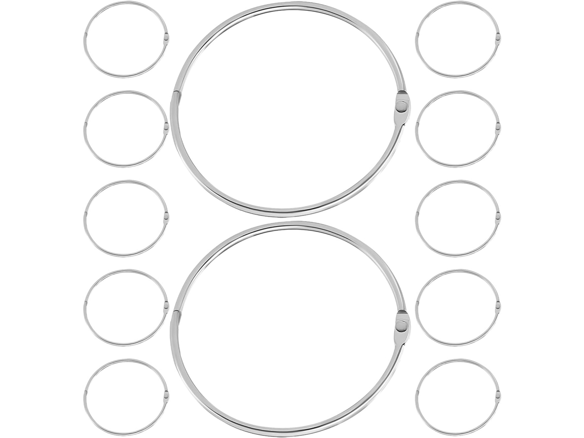Argolas De Metal Fichário 10cm 4 Polegadas, Pacote Com 12 Unidades, Material Metálico Durável, Argolas