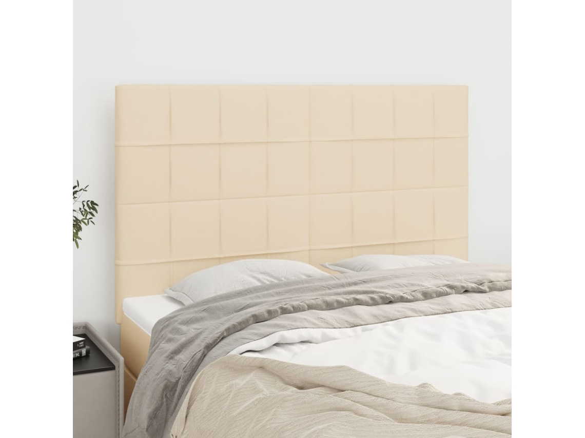 Cabecero de 4 piezas, tela, 72x5x78/88 cm, color crema