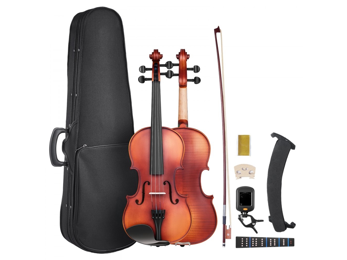 Violino 4/4 Em Madeira Maciça Com Acessórios E Estojo Tekmaquinas
